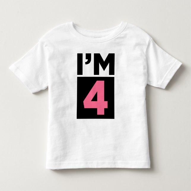 I'm Four Pink Fourth Birthday Shirt (Front)