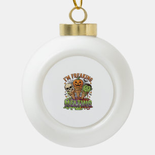 Im Freaking Melting Halloween Ice Cream Skull Pump Ceramic Ball Christmas Ornament