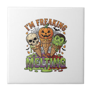 Im Freaking Melting Halloween Ice Cream Skull Pump Ceramic Tile