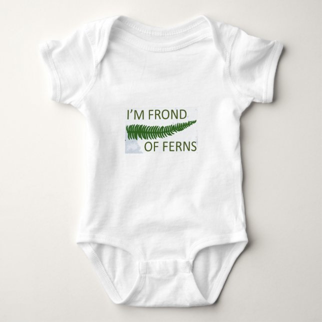 'I'm frond of ferns' fern leaf design Baby Bodysuit (Front)