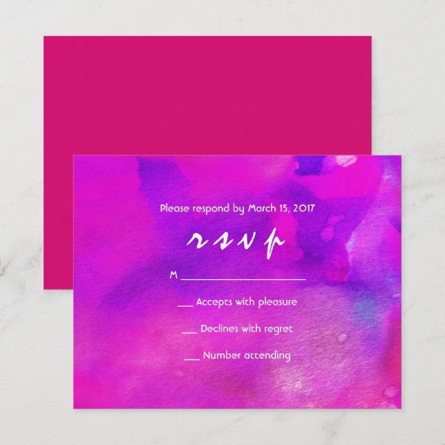 I'M FUCHSIA WATERCOLOR Bat Mitzvah Invitation (Front/Back)