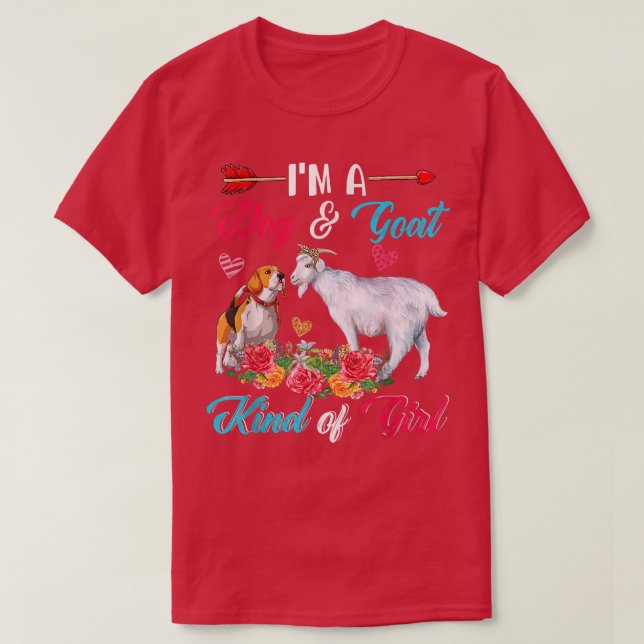 I'm Funny Dog And Goat Kind Of Girl Farmer Floral  T-Shirt (Design Front)