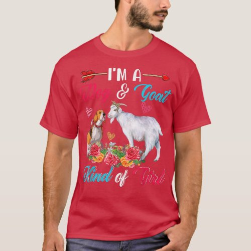 Im Funny Dog And Goat Kind Of Girl Farmer Floral  T_Shirt