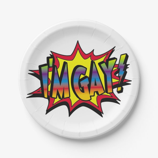 I'm Gay Burst Paper Plates (Front)
