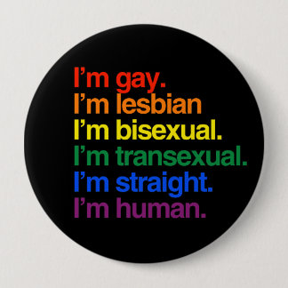 I'm gay, I'm lesbian, I'm bisexual, I'm human Button