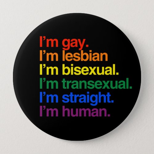 Im gay Im lesbian Im bisexual Im human Button