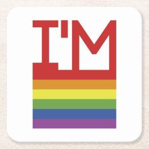 I'm Gay Rainbow Flag Square Paper Coaster