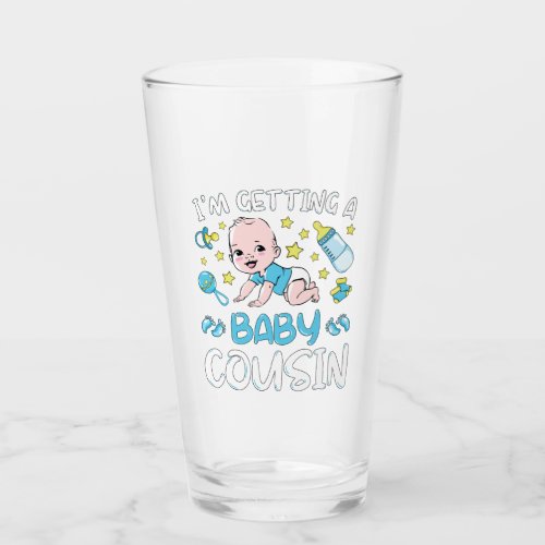 Im Getting A Baby Cousin Boy Gender Reveal Drink Glass