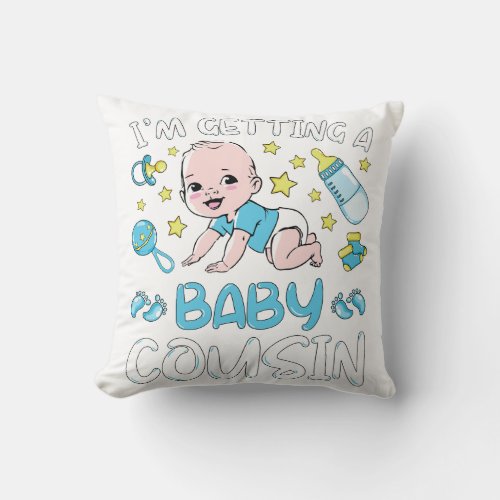 Im Getting A Baby Cousin Boy Gender Reveal Throw Pillow