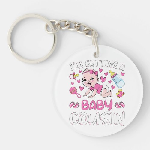 Im Getting A Baby Cousin Girl Gender Reveal Cir Keychain