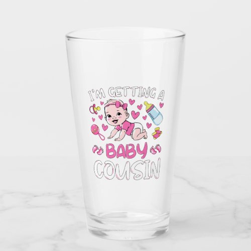 Im Getting A Baby Cousin Girl Gender Reveal Drink Glass