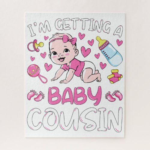 Im Getting A Baby Cousin Girl Gender Reveal Jigsaw Puzzle