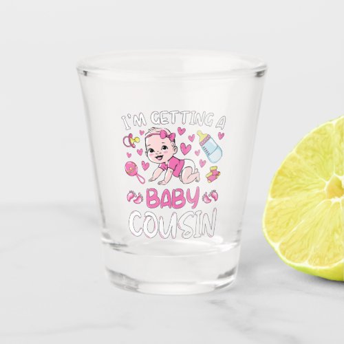 Im Getting A Baby Cousin Girl Gender Reveal Shot Glass