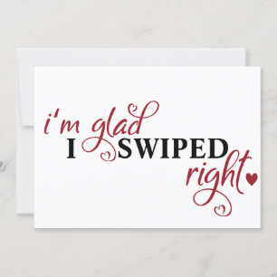 "I'm glad I swiped right" fun romantic Dating Holiday Card