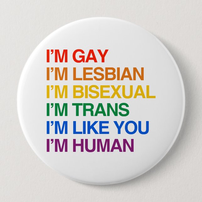 I'M GLBT I'M HUMAN PINBACK BUTTON (Front)