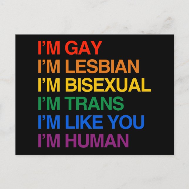 I'M GLBT I'M HUMAN POSTCARD (Front)