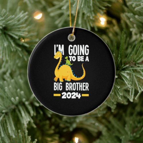 Im Going To Be A Big Brother 2024 Dinosaur Dino Ceramic Ornament
