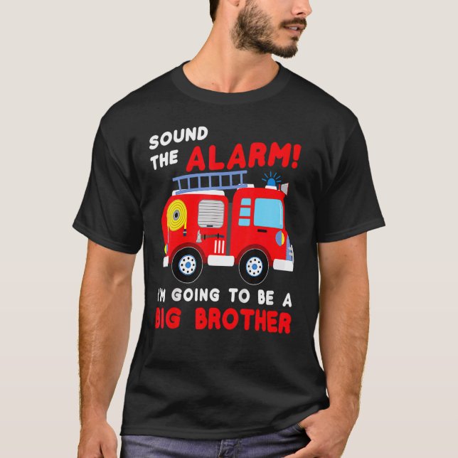 Im Going To Be A Big Brother  Firetruck Baby Revea T-Shirt (Front)