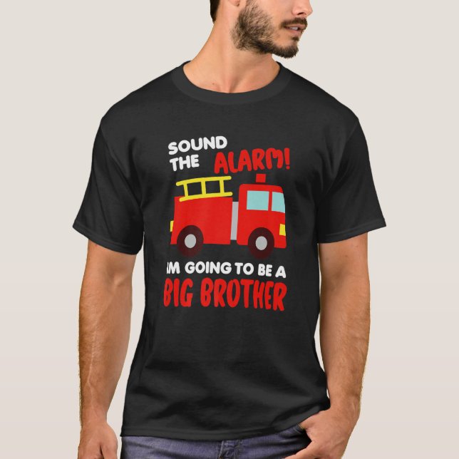 Im Going To Be A Big Brother  Firetruck Baby Revea T-Shirt (Front)