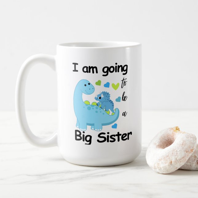 Im going to be a big sister dinosaur coffee mug (With Donut)