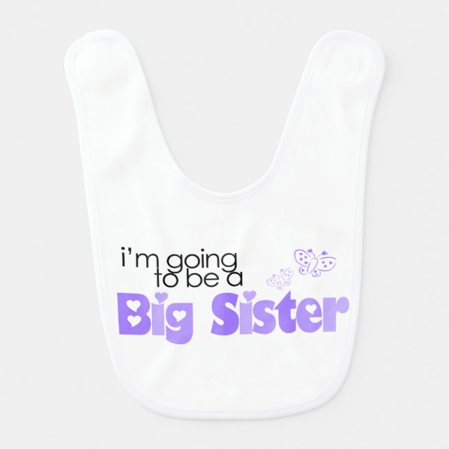 I'm Going to be a Big Sister {purple} Baby Bib (Front)