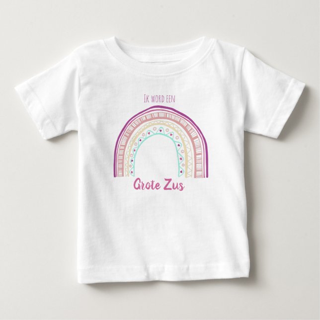 I'm going to be a big sister with a rainbow drawn baby T-Shirt (Front)