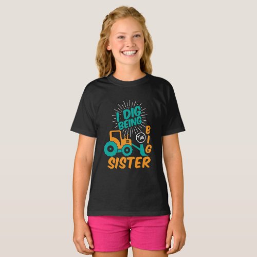 Im Going To Be Big Sister Tractor Cartoon T_Shirt