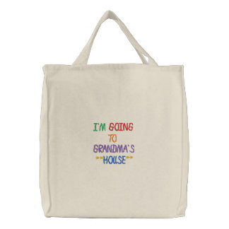 I'M GOING TO GRANDMA'S HOUSE TOTEBAG EMBROIDERED TOTE BAG
