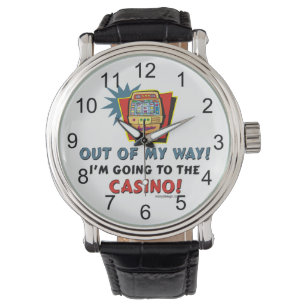 Whimsical Gifts Casino Slot Machine 3D Watch | Gold or Silver Finish Large  | Unique Fun Novelty | Handmade in The USA | Green Leather Watch Band