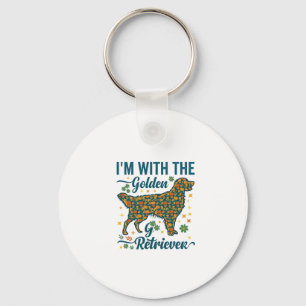 Im Golden Retriever Dog Halloween Pumpkins Leaves_ Keychain