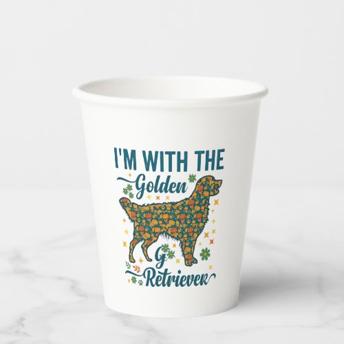Im Golden Retriever Dog Halloween Pumpkins Leaves_ Paper Cups