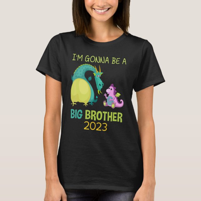 I'm Gonna Be A Big Brother 2023 Boys Dragon T-Shirt (Front)