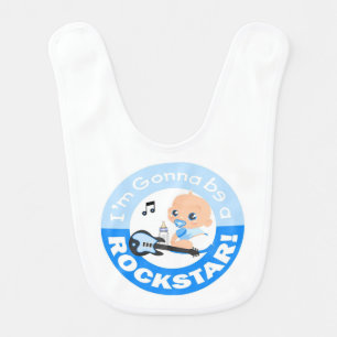 I'm Gonna be a Rockstar Blue Music Guitar Baby Bib