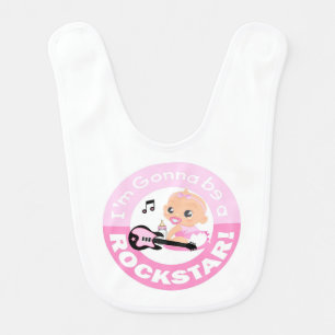 I'm Gonna be a Rockstar Pink Music Guitar Baby Bib