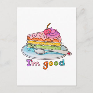 I'm Good, Kawaii Cartoon Rainbow Cake Postcard
