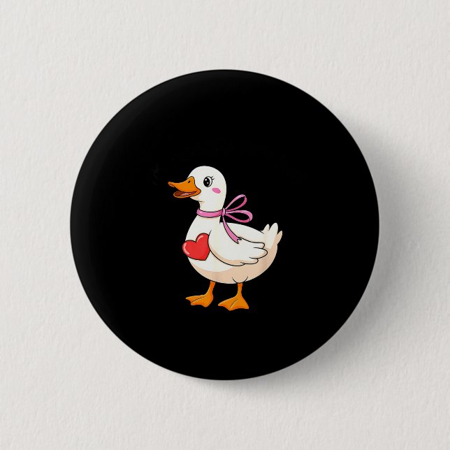 I'm Goosey For You Coquette Valentine Goose  Button (Front)