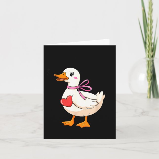 I'm Goosey For You Coquette Valentine Goose  Card (Front)