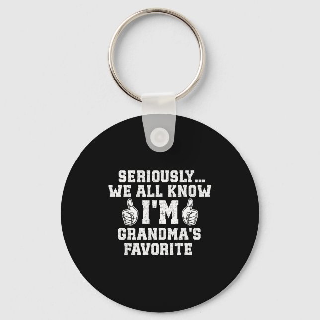 I'm Grandma's Favorite Grandson Granddaughter Humo Keychain (Front)