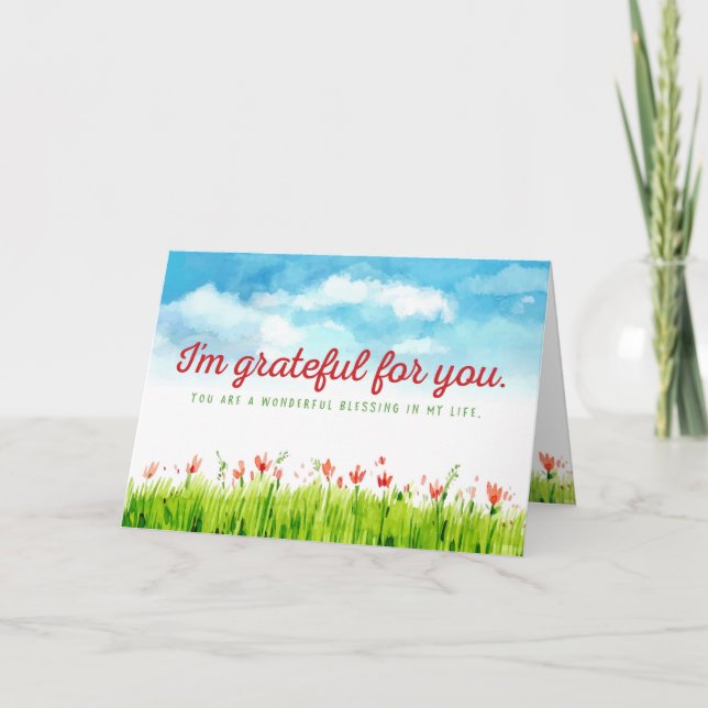 I'm Grateful for You, You are a Blessing Thank You Card (Front)