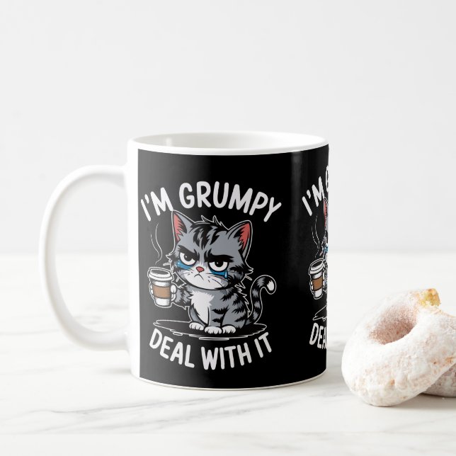I'm Grumpy Deal With It Cats Owners Cat Mom & Dads Coffee Mug (With Donut)