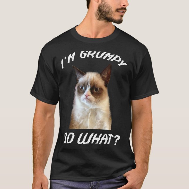 I'm Grumpy So What Angry Cat Meme T-Shirt (Front)