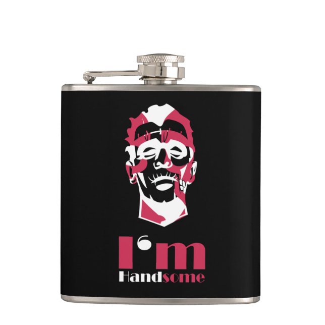 I'm handsome abstract face flask (Front)