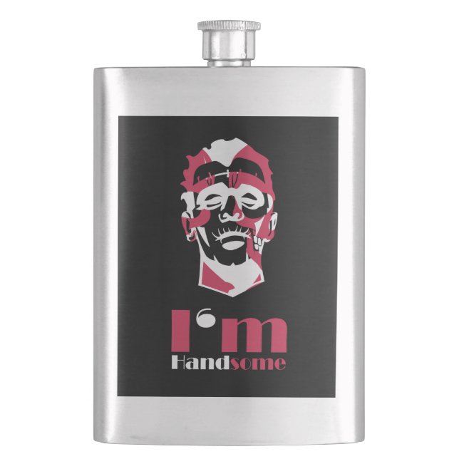 I'm handsome abstract face flask (Front)