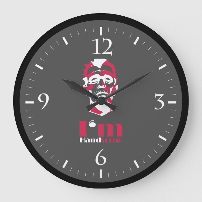 I'm handsome abstract face large clock (Front)