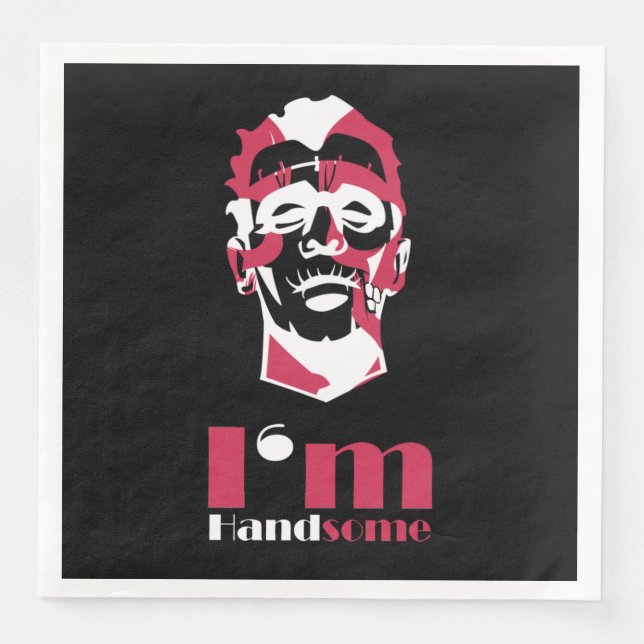 I'm handsome abstract face paper dinner napkins (Front)
