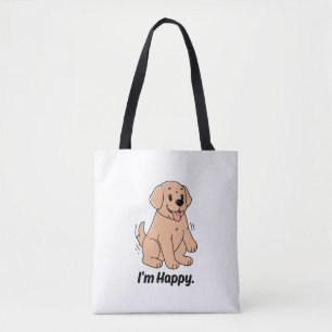 Im Happy Cute Golden Retriever Puppy Cartoon Tote  Bag