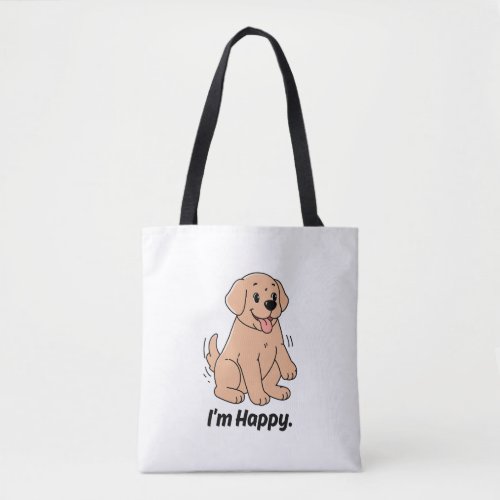 Im Happy Cute Golden Retriever Puppy Cartoon Tote Bag