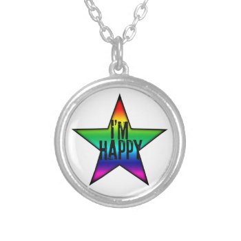 I'm Happy Gay Lesbian Rainbow Star R Necklace by plurals at Zazzle