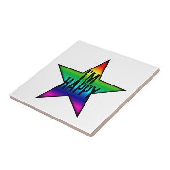 I'm Happy Gay Lesbian Rainbow Star Tile by plurals at Zazzle