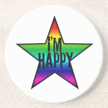 I'm Happy Rainbow Star Gay Coaster by plurals at Zazzle